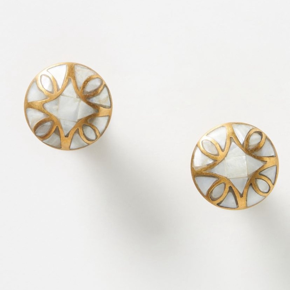 Anthropologie Mother-of-Pearl Knobs. New. $30 Set of 3. Set of 2 sells for $32.